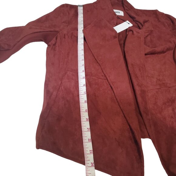 Bb Dakota womens Drape Front Pre Faux Suede Jacket Cherrywood size medium new - Picture 9 of 14
